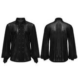Thornveil Gothic Black Mesh Shirt Men's