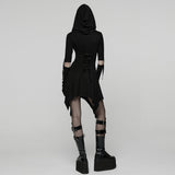 Chthonia Women's Gothic Hooded Cut-Out Dress in Black