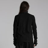 Strigoi Men's Punk Half-Zip Long Sleeve Top in Black
