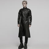 Malenfer Gothic Distressed Faux Leather Studded Coat Men's