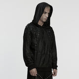 Cloister Punk Distressed Burnout Mesh Studded Hoodie Men's