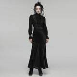 Hollow Crown Women's Gothic Blouse with Ruffles in Black