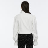 Outcast Victorian Gothic White Jacquard Ruffle Cuff Shirt Men's