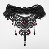 Berenice Beaded Lace Choker Necklace in Black & Red