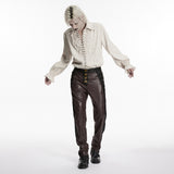 Vigil Men's Gothic Faux Leather Cyberpunk pants in Coffee