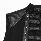 Cenotaph Gothic Fishnet Faux Leather Sleeveless Vest Men's