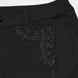 Guignol Men's Dark Embossed Trimmed Trousers in Black