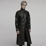 Malenfer Gothic Distressed Faux Leather Studded Coat Men's