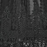 Tartarus Women's Gothic Strapless Embroidered Dress in Black