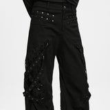 Rowan Men's Punk Decadant Metal Tapered Pants in Black