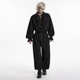 Laudanum Men's Gothic Trousers with Button-Front Waistband in Black