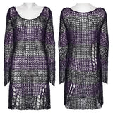 Styx Noir Women's Gothic pullover sweater in Black & Violet