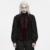 Mordred Men's Gothic Embossed Appliqué Zipped Vest in Black & Red