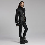 Astarte Gothic PU Faux Leather Buckle Vest Men's
