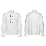 Ulrich Victorian Gothic White Cotton Ruffle Napoleon Shirt Men's