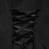 Crow Court Women's Gothic Woollen coat in Black & Red