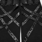 Morrigan Gothic Faux Leather Details Baggy Wide Leg Trousers