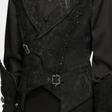 Nox Aeterna Men's Gothic Buckle Brocade Waistcoat in Black