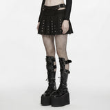 Ossuary Punk Studded Pleated Mini Skirt