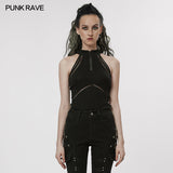 Pall Women's Punk Zip-Front Halter Top in Black