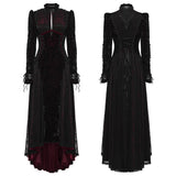 Cochineal Women's Gothic Dress with Velvet Fabric in Black & Red
