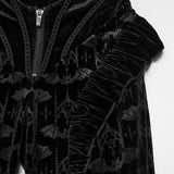 Wormwood Bat Print and Faux Fur Gothic Flared  Trousers