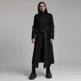 Nether Gothic Wool Lace-Up Faux Leather Harness Coat Men's
