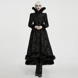 Giselle Women's Gothic Faux Fur Trim Coat in Black