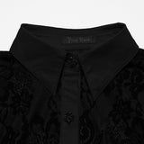 Columbarium Women's Gothic Flocked Lace Shirt in Black