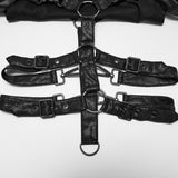 Sabbat Women's Punk Faux Leather Chest Harness in Black