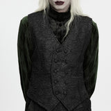Moreau Men's Gothic Brocade Waistcoat Vest in Black