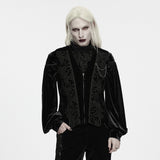 Pale Vigil Men's Gothic Zipped Brocade Waistcoat in Black
