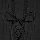 Moonflower Men's Gothic Lace-Up Lantern Sleeve Shirt in Black