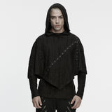 Aeronwen Gothic Distressed Eyelet Hooded Top Men's