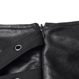 Lyssa Women's Punk Asymmetric Faux Leather Skirt with Mesh in Black
