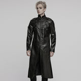 Malenfer Gothic Distressed Faux Leather Studded Coat Men's