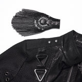 Golgotha Punk Distressed Faux Leather Lace-Up Cropped Jacket Women's