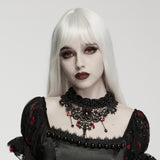 Berenice Beaded Lace Choker Necklace in Black & Red