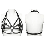 Sleepy Hollow Women's Punk Cross Studded Chest Harness in Black