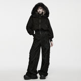 Porphyria Women's Gothic Hoodie with Faux Fur in Black