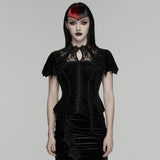 Crimson Elegy Women's Gothic Lace Top  in Black