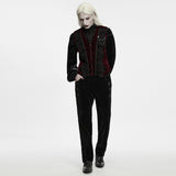 Silentium Men's Gothic Brocade Pattern Waistcoat in Red & Black