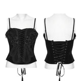 Crimson Elegy Women's Gothic Corset with Lacing in Black