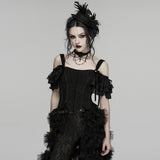 Dead Calm Women's Gothic Corset with Removable Lace in Black