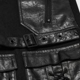 Morrigan Gothic Faux Leather Details Baggy Wide Leg Trousers