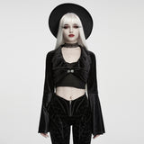 Ligeia Women's Gothic Velvet Bolero Jacket in Black