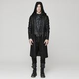 Alcyone Gothic Distressed Faux Leather Studded Hooded Coat Men's