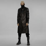 Pallor Gothic Distressed Faux Leather Harness Sleeve Jacket Men's