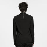 Aubergine Men's Punk Personality T-shirt in Black