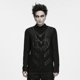Aubergine Men's Punk Personality T-shirt in Black